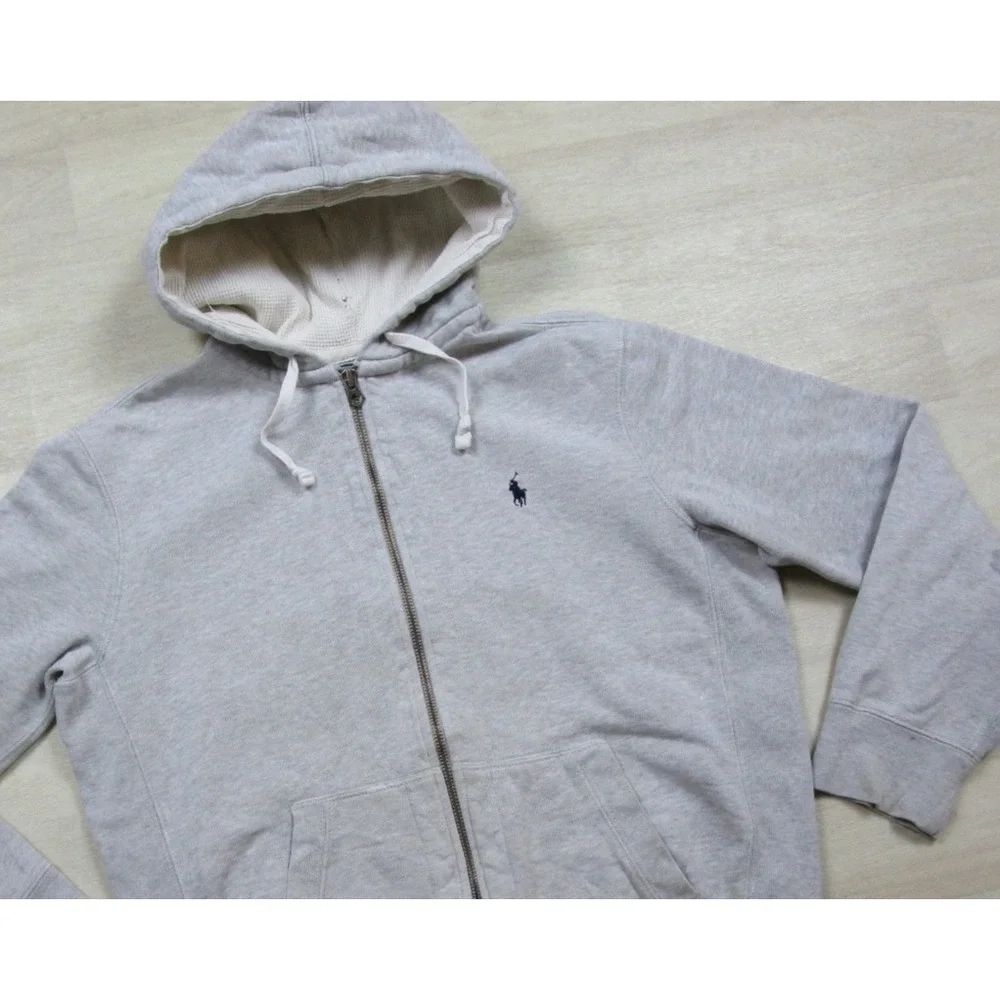 Vintage 90s Polo Ralph Lauren Hoodie Men's (L) Full Zip Thermal Hood Thrashed